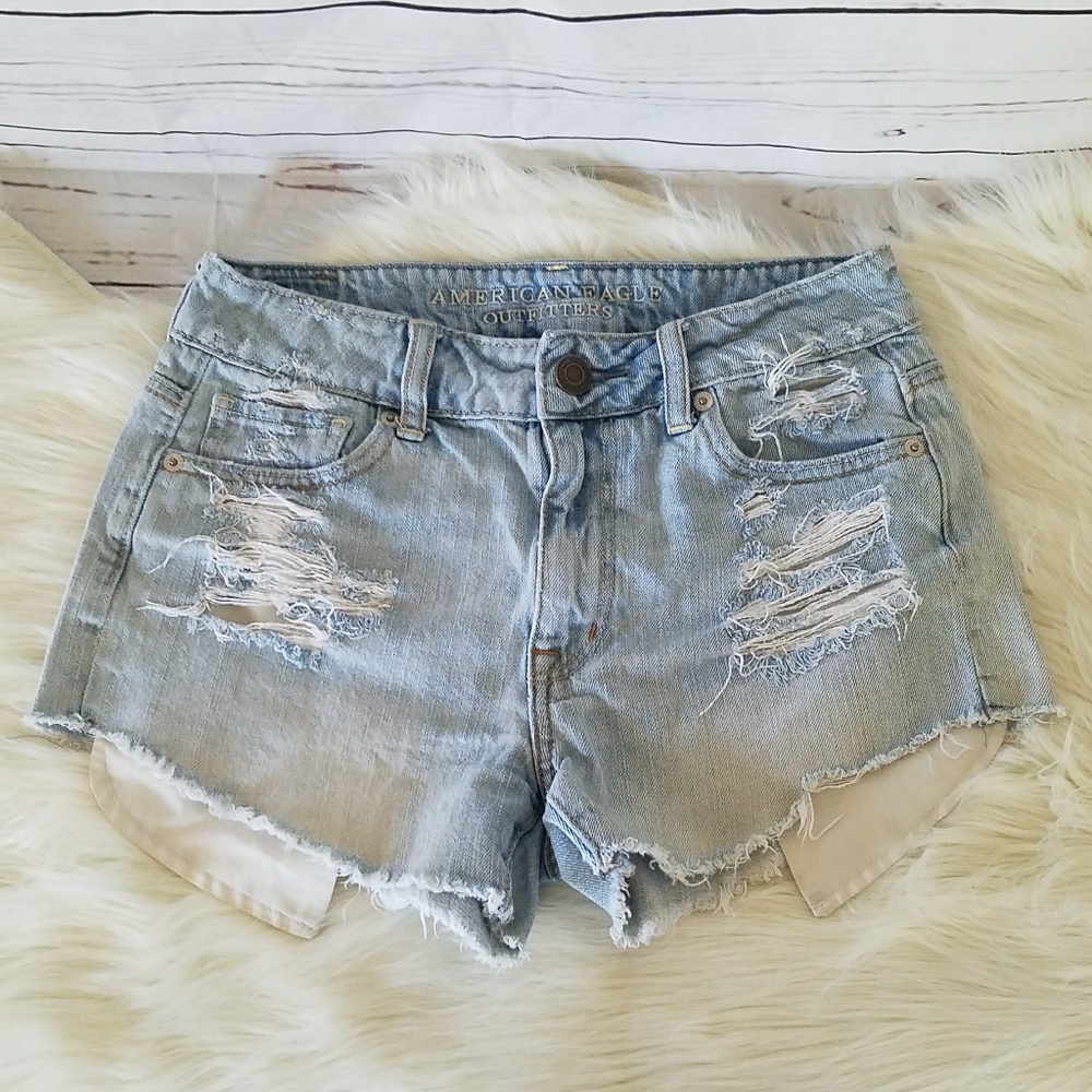 American Eagle Hi-Rise Festival Ripped Shorts